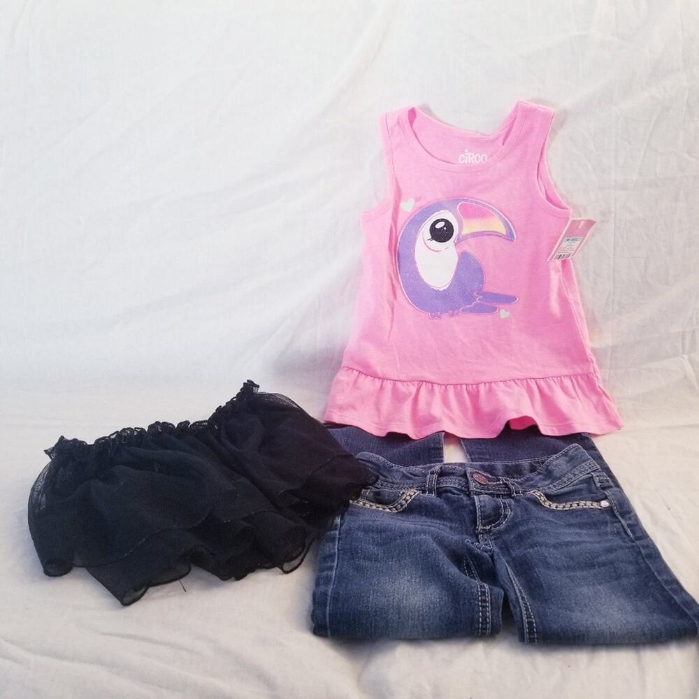 Jeans, Tank & Skirt bundle of 3 girls size 5